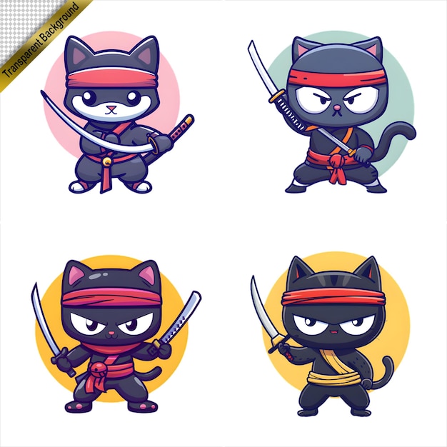 PSD four different images of a ninja and a tiger