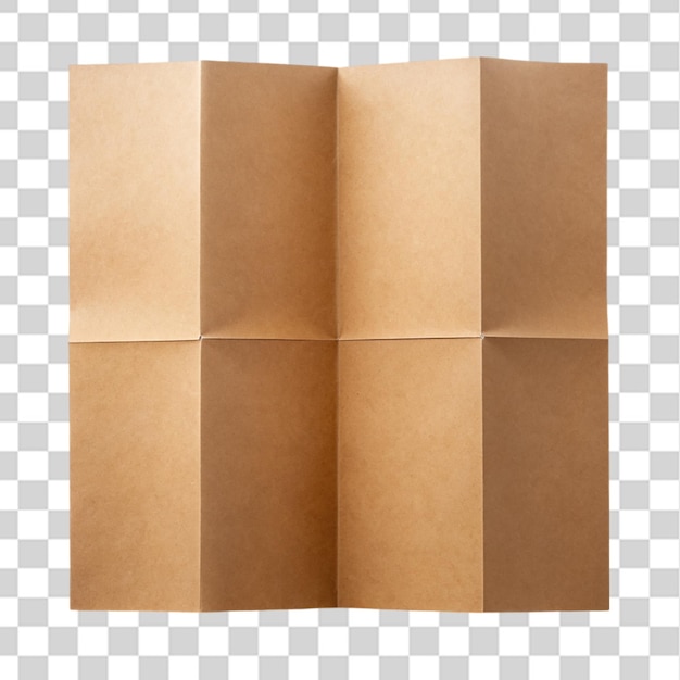 four fold brown template paper isolated on transparent background