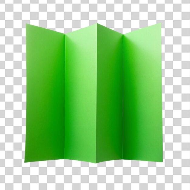 four fold green template paper isolated on transparent background