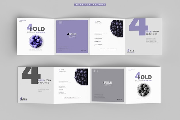 PSD four fold square brochure mockups