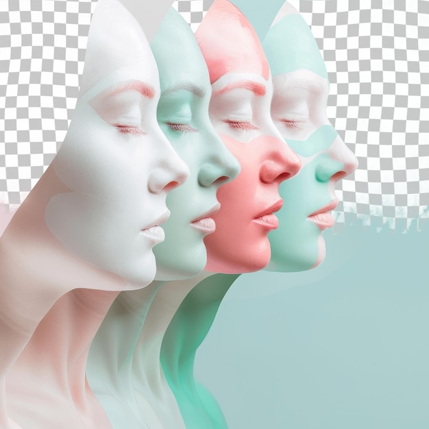 PSD four heads of women with different colors on them