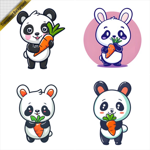 four images of pandas one of which has a pink background