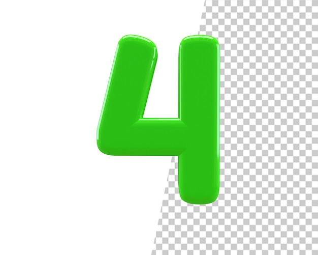 four number 4 text 3d render