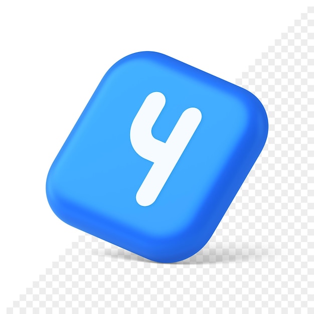 Four number blue squared button keyboard interface financial calculation service 3d isometric icon