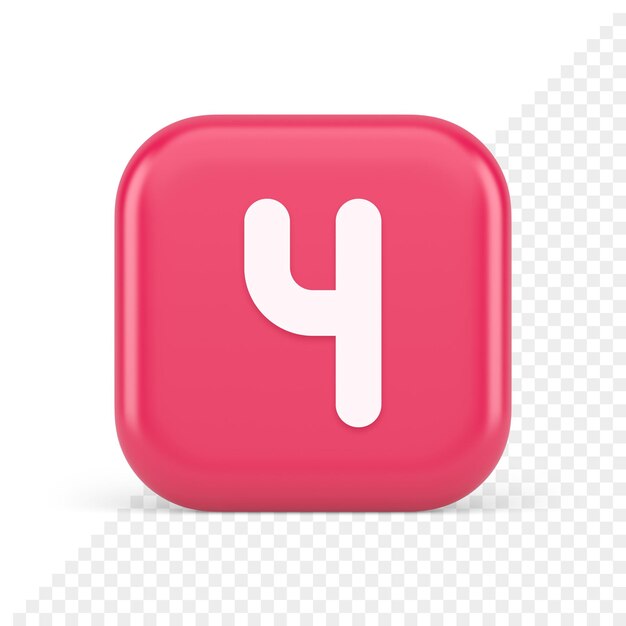 Four number pink squared button keyboard interface financial calculation service 3d icon