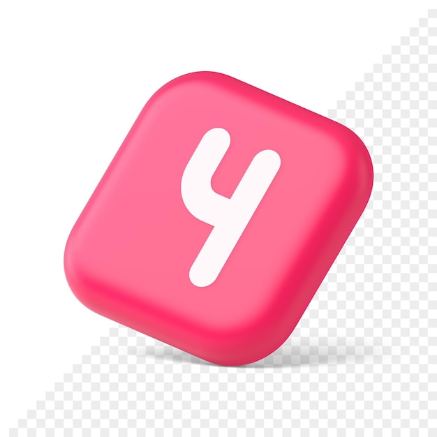 Four number pink squared button keyboard interface financial calculation service 3d isometric icon