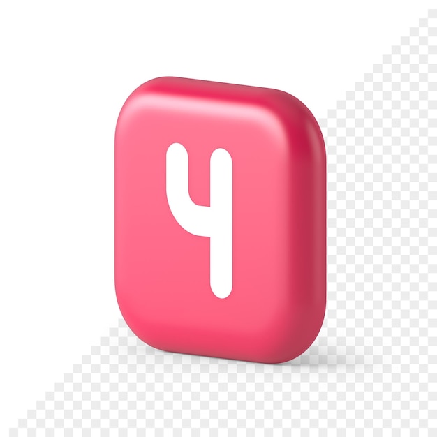 Four number pink squared button keyboard interface financial calculation service 3d isometric icon