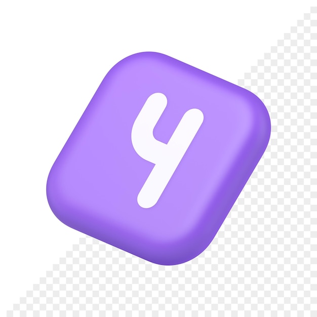 Four number purple squared button keyboard interface financial calculation service 3d isometric icon