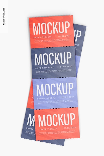 Four Ticket Strips Mockup, Top View