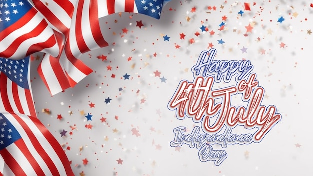 Fourth of July Independence Day USA celebration banner with American flag pattern party