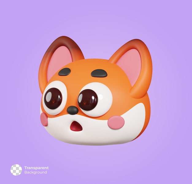 Fox Face Side View Isolated Cute Cartoon Animal Head 3D Render Illustration