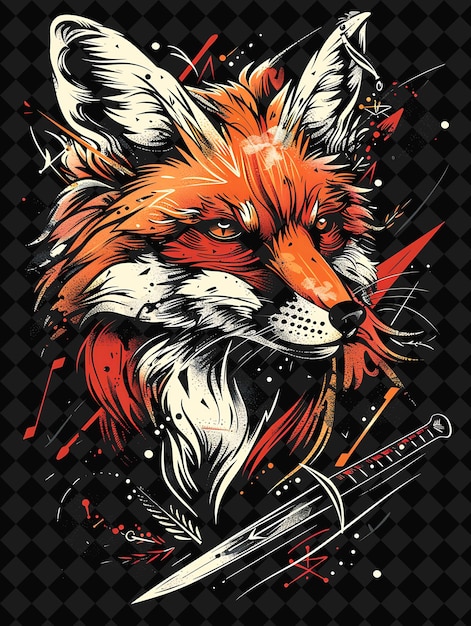 a fox head with a red fox on it