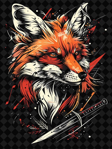 PSD a fox head with a red fox on it