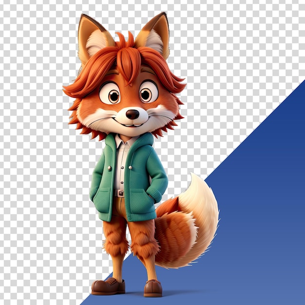 PSD fox with a jacket that says fox on it