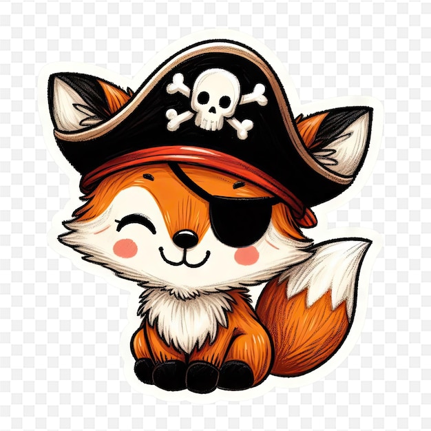 a fox with a pirate hat and a skull on it