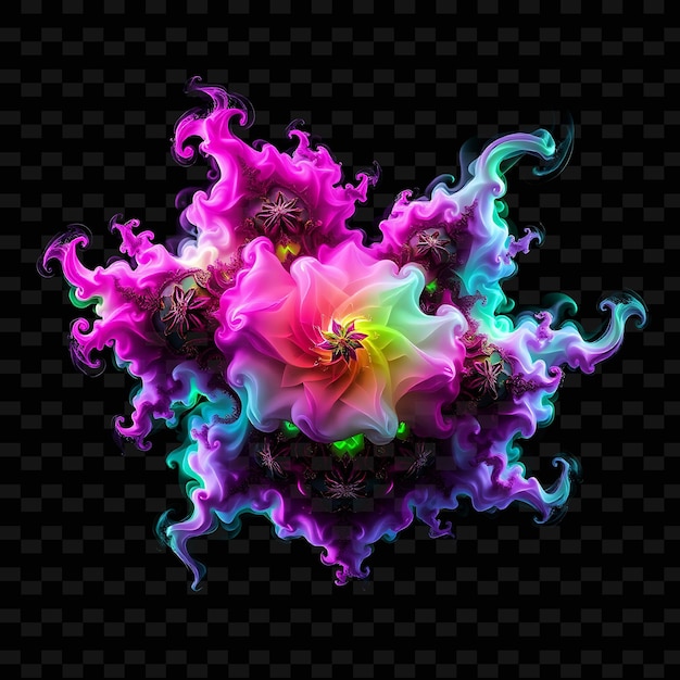 Fractal Cloud With Geometric Patterns Recursive Shapes and Intricate Details _Isolated_Neon_ObjectN