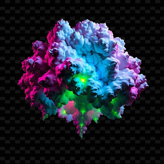 Fractal Cumulonimbus Cloud With Geometric Patterns Recursive Details and Intri_Isolated_Neon_Objectc