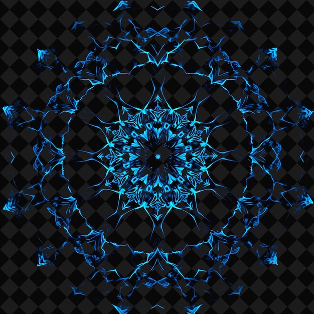 PSD fractal light show shimmers with intricate patterns mixing deep y2k inspiredindigo and bright cyan