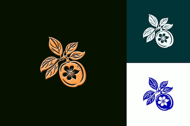 PSD fragrant sapote logo with decorative leaves and a blooming f creative and minimalist vector designs