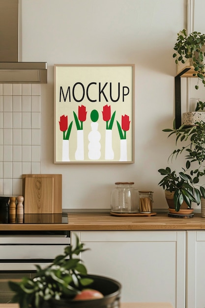 Frame in the kitchen mockup