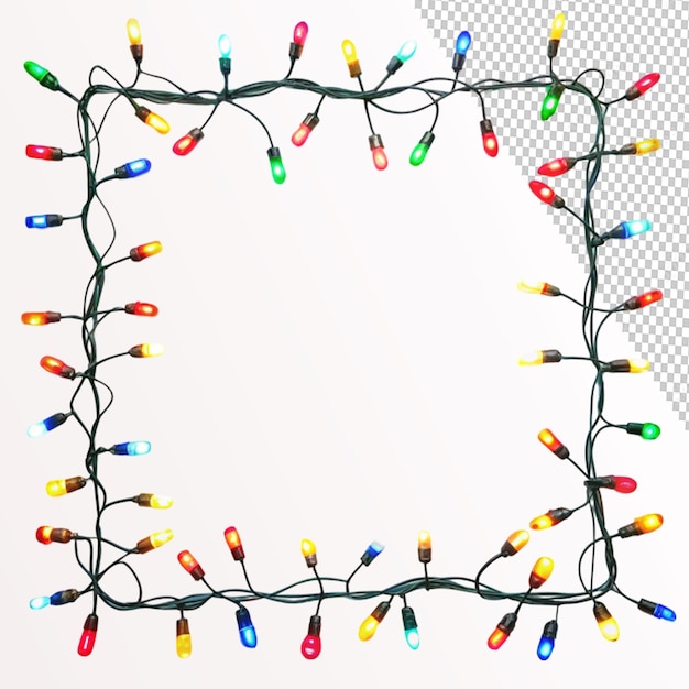 PSD frame made of christmas lights on transparent background