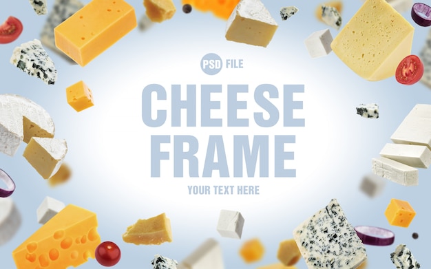 PSD frame made of different cheeses