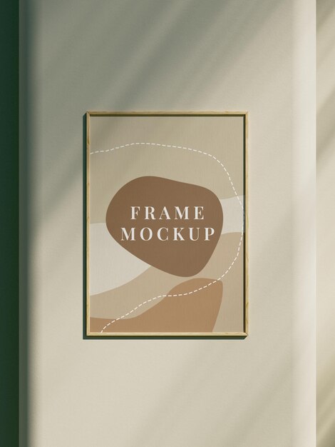 PSD frame mockup hanging on the wall with shadow