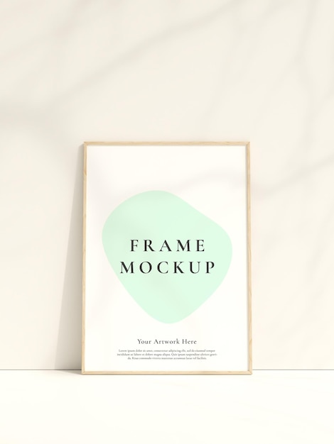 Frame mockup leaning against a white wall