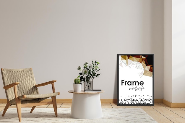 Frame Mockup Leaning on Wall Living Room