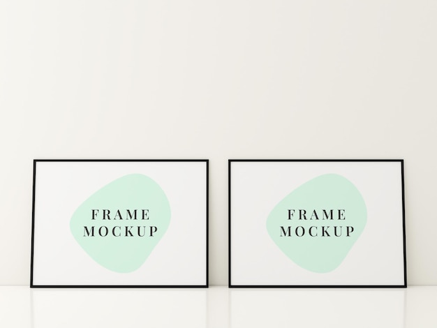 PSD frame mockup in living room interior