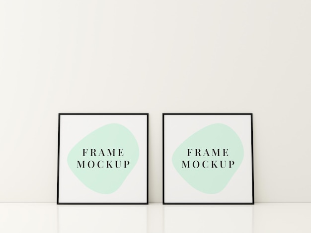 Frame mockup in living room interior