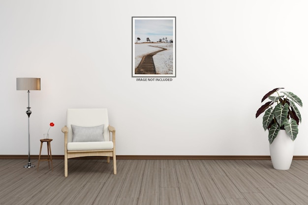 Frame mockup in living room interior