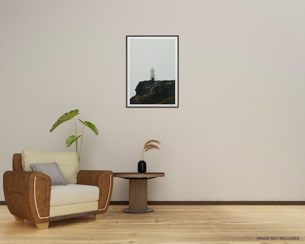 Frame mockup in living room interior