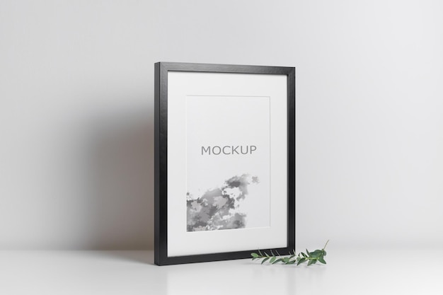 Frame mockup in white minimalistic room interior