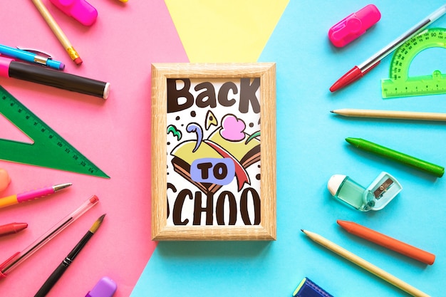 Frame mockup with back to school concept