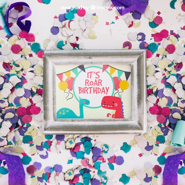 PSD frame mockup with birthday design