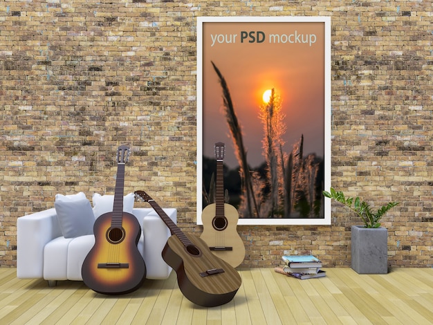 Frame mockup with guitars