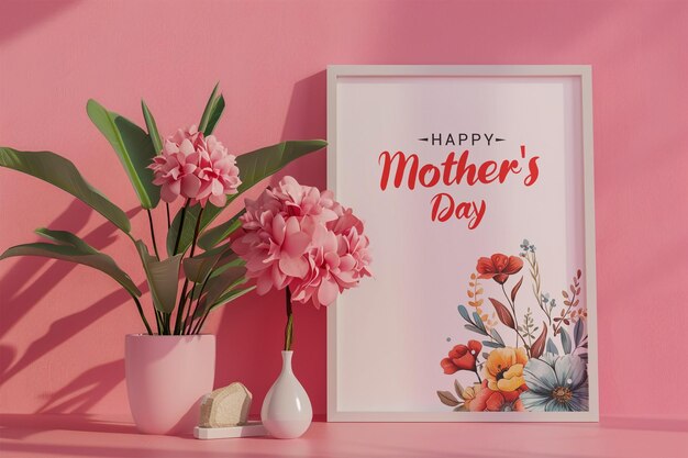 PSD frame mockup with mothers day concept