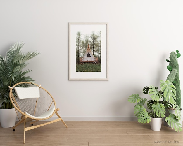 Frame and plant mockup design in 3d rendering