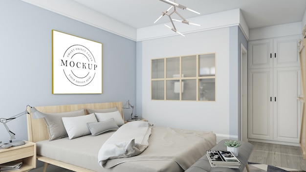 Frame poster mockup with room interior