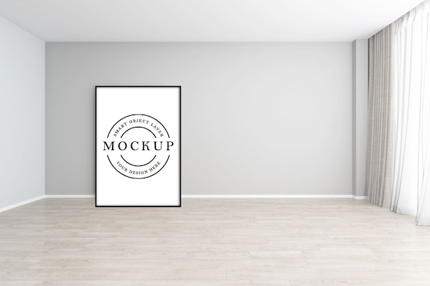 Frame poster mockup with room interior