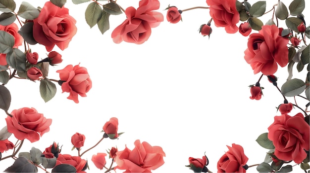 PSD frame of red roses