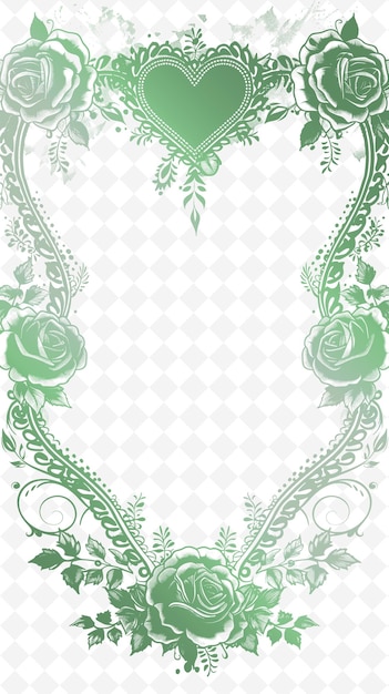 a frame of roses with a green background