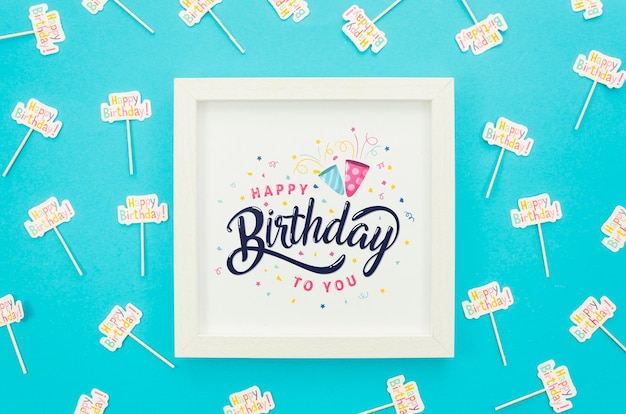 Frame with birthday message mock-up