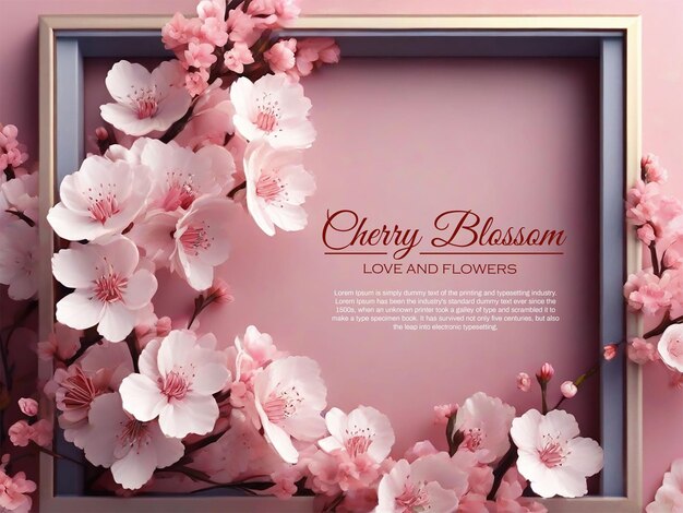 PSD a frame with cherry blossom background