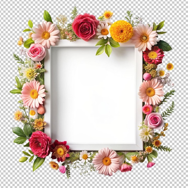 A frame with flowers on it isolated on transparent background