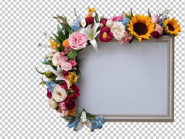 PSD a frame with flowers and a sunflower