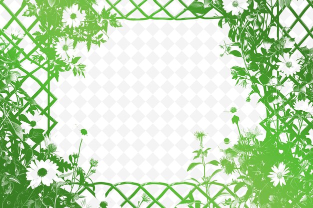 frame with green flowers on a white background