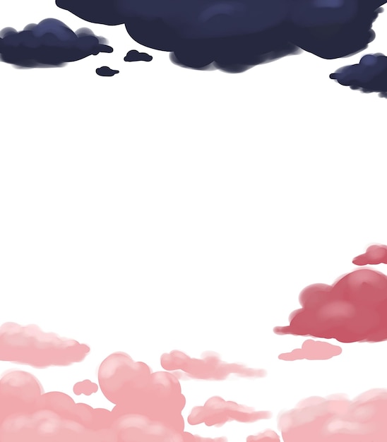 Frame with pink and blue clouds isolated illustration