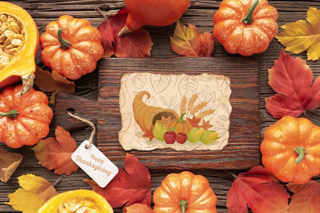 PSD frame with pumpkins theme on thanksgiving day 